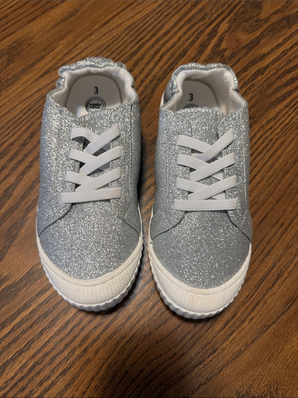wonder nation Silver Glitter Lace-Up Kids Sneakers